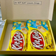 A box of Lemon Crisp Kit Kats delivered to my hotel room